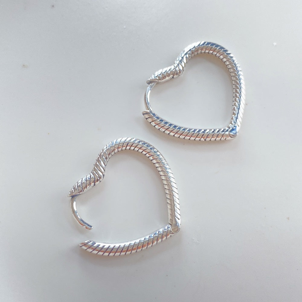 【Moments】Pan Moments Heart Charm Hoop Earrings 925 silver DIY earrings 292236C00