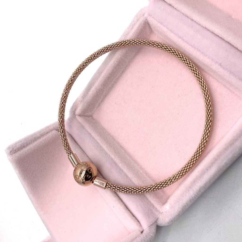 【Moments】MOMENTS STERLING SILVER MESH bracelet 925 silver bangle rose gold 586543 596543 566543