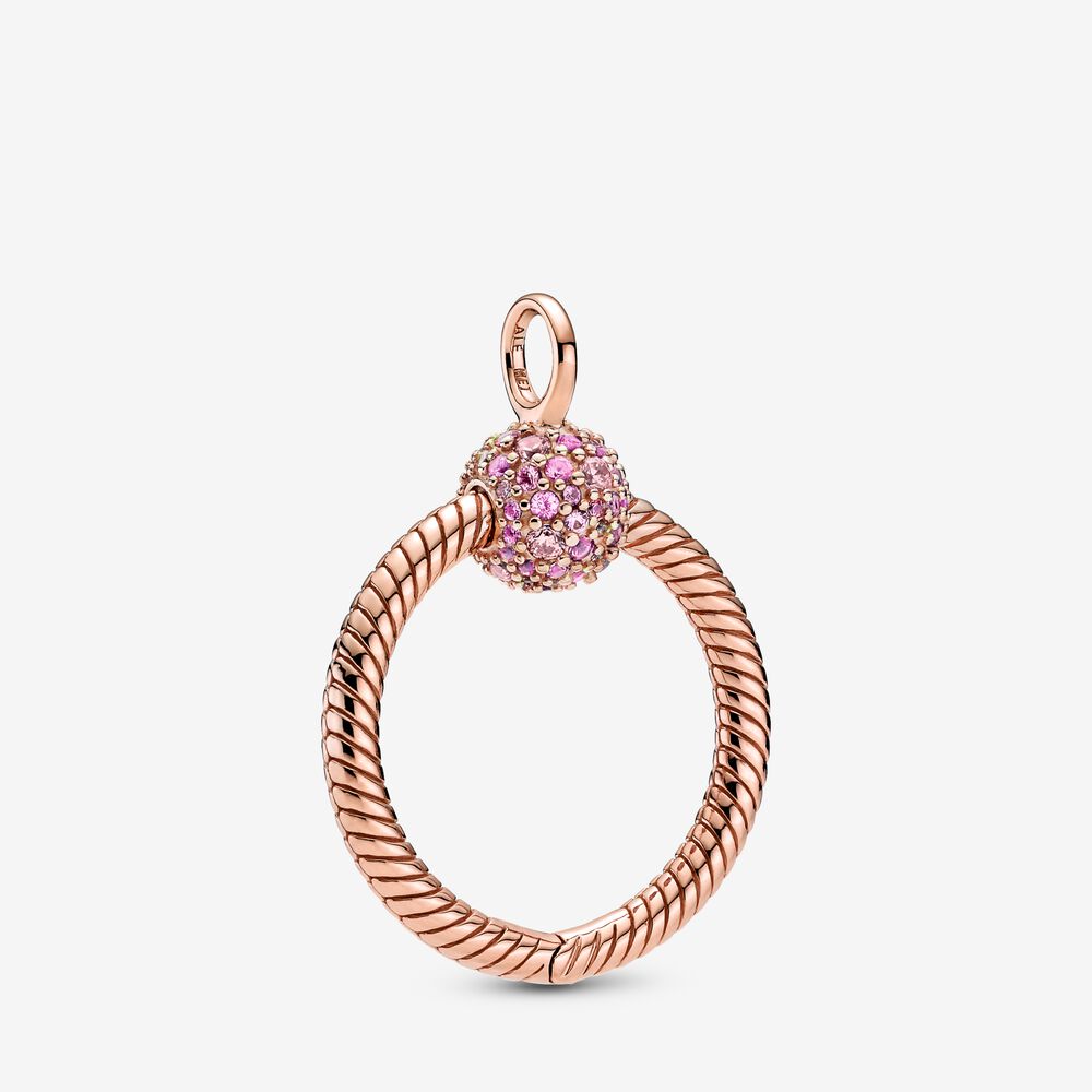 【Moments】PAN Moments Small Beaded O Pendant 389097C01 Rose gold pink stock charm pendant