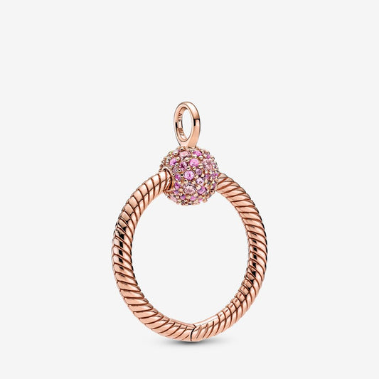 【Moments】PAN Moments Small Beaded O Pendant 389097C01 Rose gold pink stock charm pendant