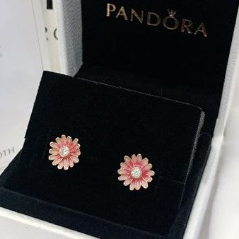 PAN Pink Daisy Flower Stud Earrings rose gold 288773C01 Girl women cute earrings pink