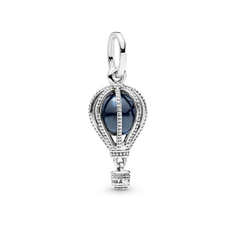 【Moments】Hot Air Balloon Dangle Charm 925 Silver Blue/Pink Crystal for women pendant 798064NMB 789434C01