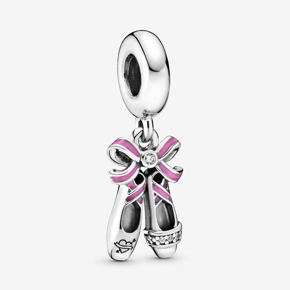 【Moments】Pan Pink Ballerina Shoes Hanging Charm 925 Silver for women pendant 798339CZ