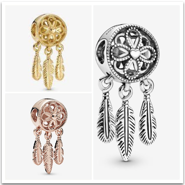 【Moments】Spiritual Dreamcatcher Charm Rose gold 925 Silver pendant 787200C00 767200C00 797200