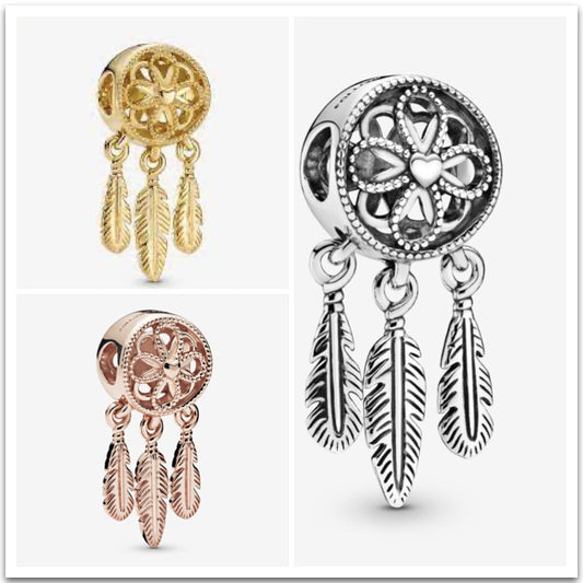 【Moments】Spiritual Dreamcatcher Charm Rose gold 925 Silver pendant 787200C00 767200C00 797200