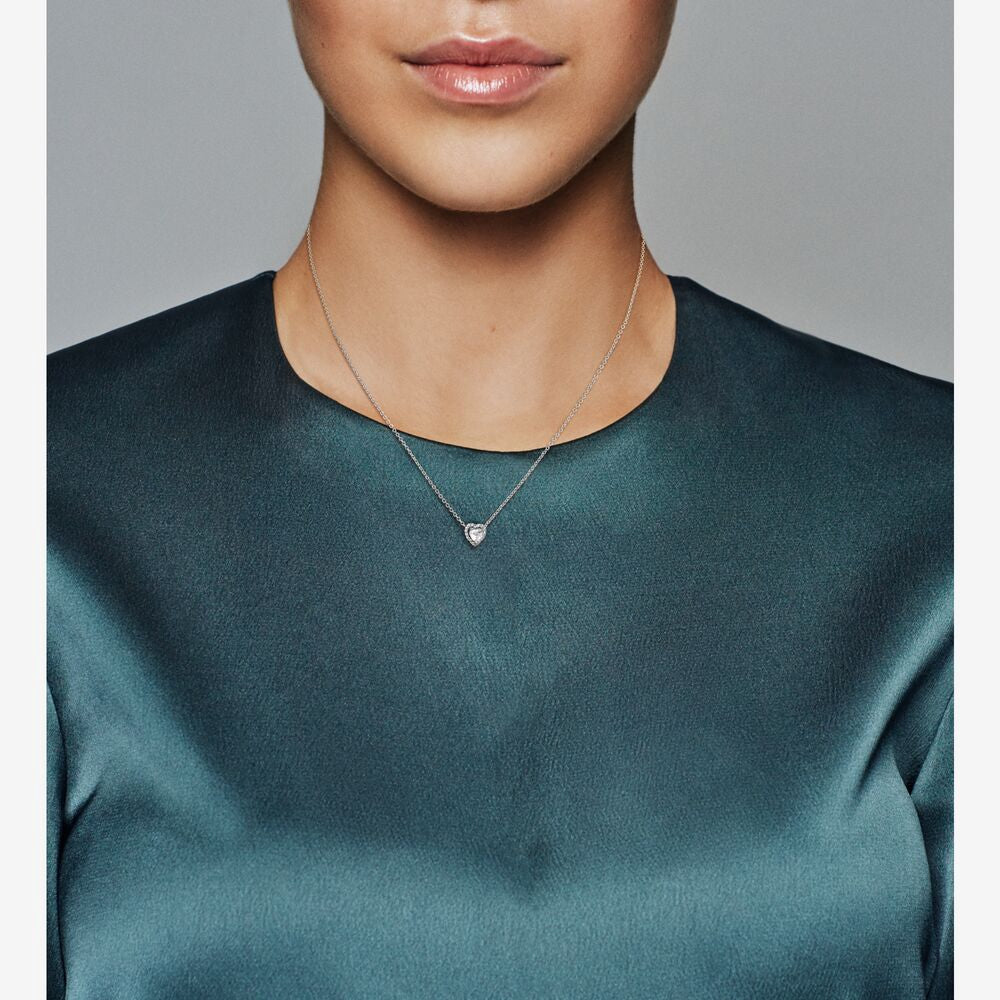 PAN Elevated Heart Necklace 925 silver Timeless Necklace for women diamond 398425C01 398425C02 398425C03