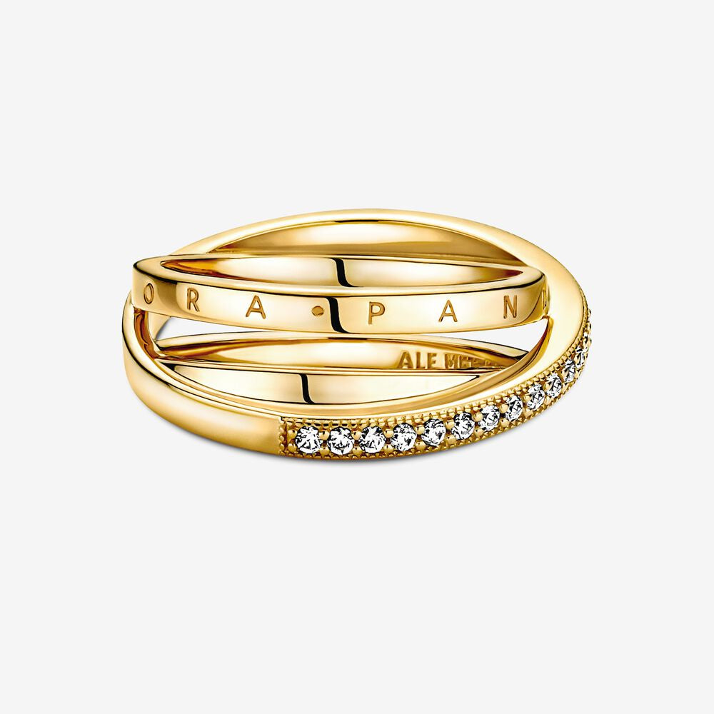 PAN Crossover Pavé Triple Band Ring gold for women men 169057C01