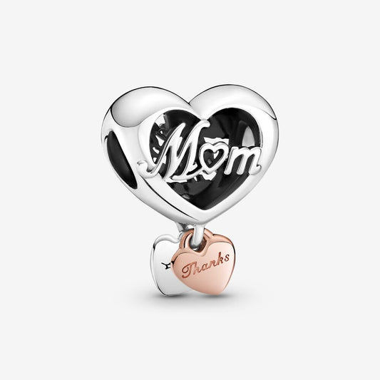 【Moments】Pan Thank You Mum Heart Charm 789372C00 925 Silver Green Pendant Mother's Day 2021