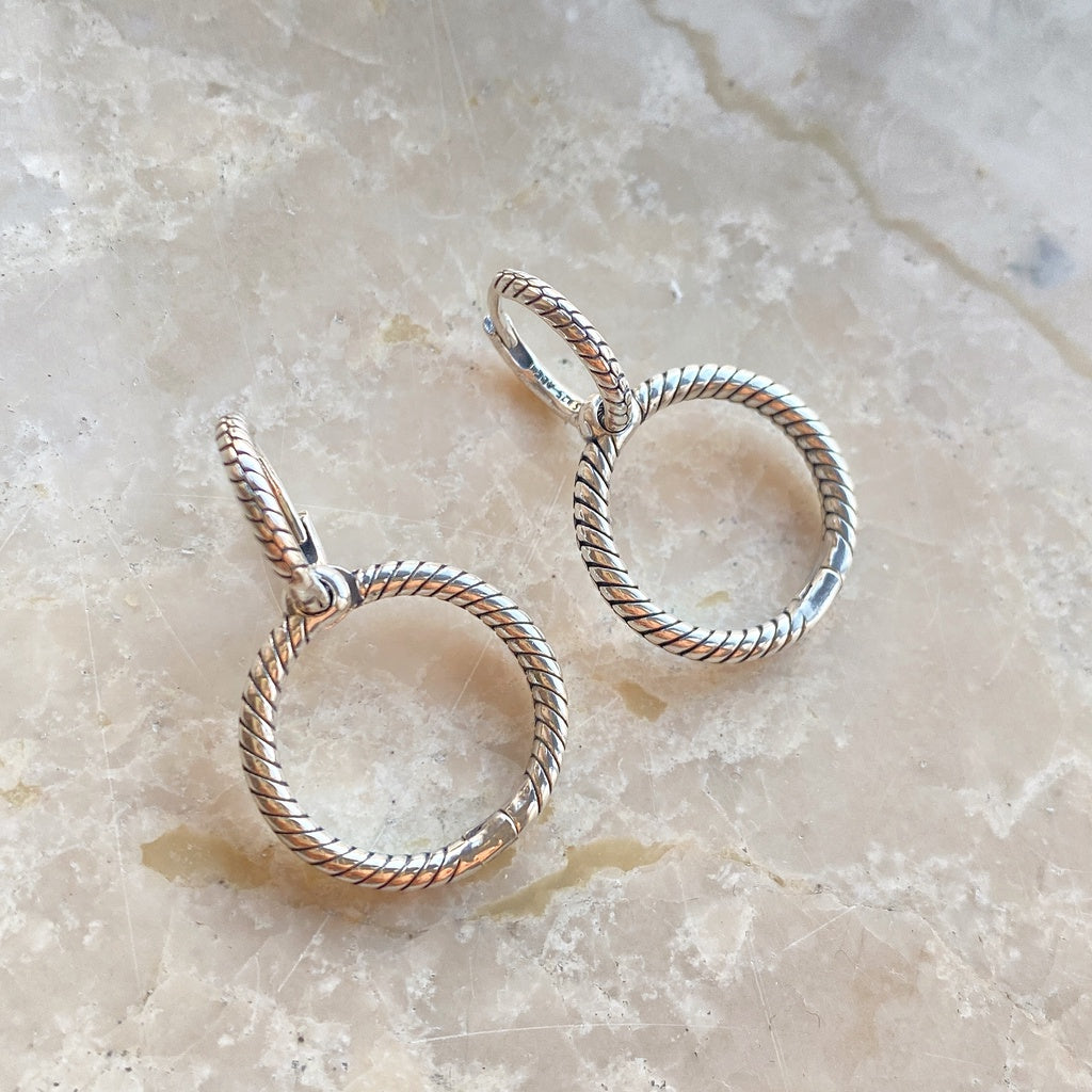 【Moments】PAN Charm Double Hoop Earrings 925 Sterling Silver 299562C00 Compatible With charm