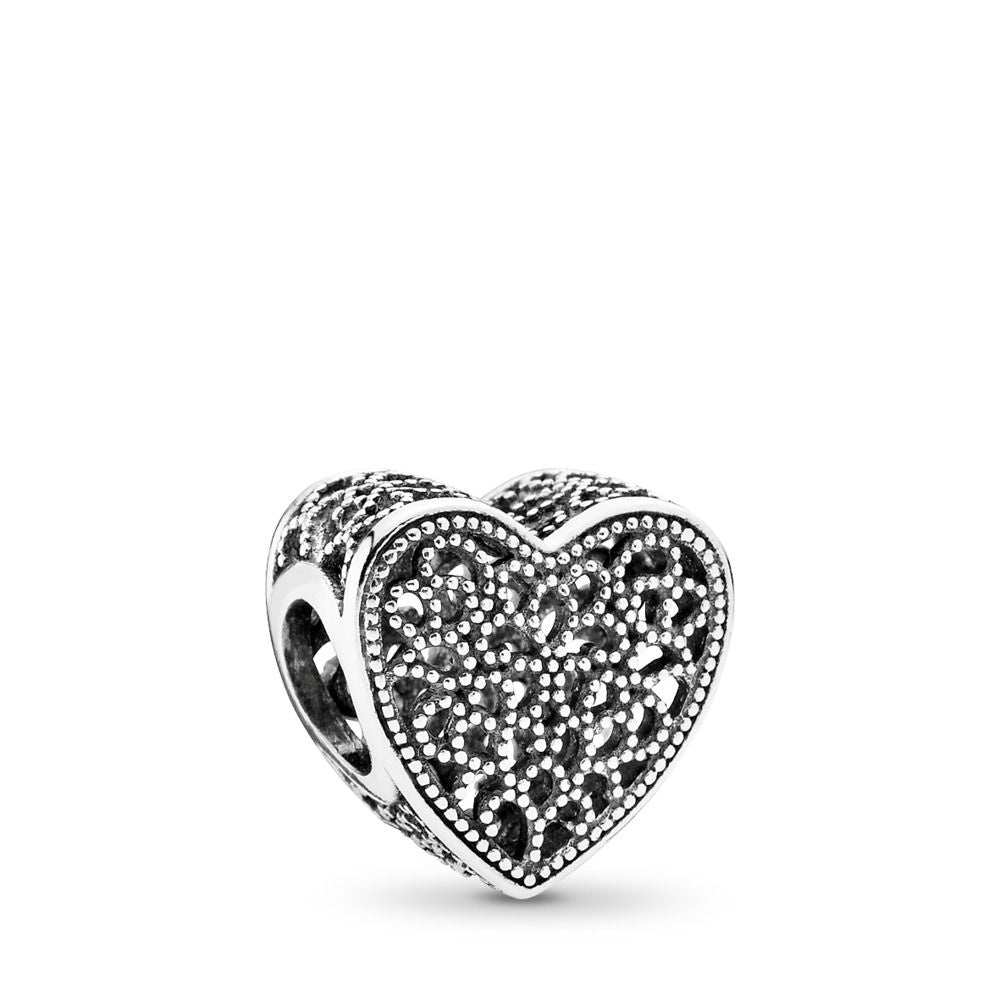 【Moments】PAN FILLED WITH ROMANCE OPENWORK HEART CHARM 925 Silver rose gold for women