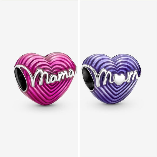 【Moments】Pan Radiating Love Mom Heart Charm 791160C01 791505C01 925 Silver Pink Purple Mother's Day