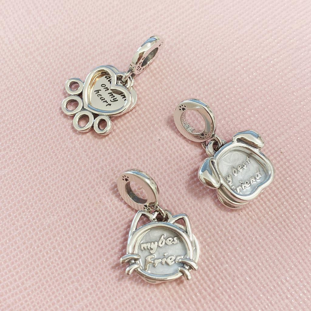 【Moments】Pan Hearts & Paw Print Dangle Charm 799360C00 925 Silver animal pendant 2021