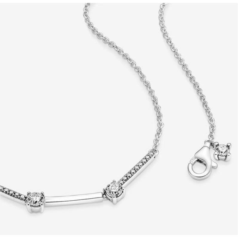 PAN Sparkling Pavé Collier Bars Necklace 390059C01 925 silver Diamond for women girls