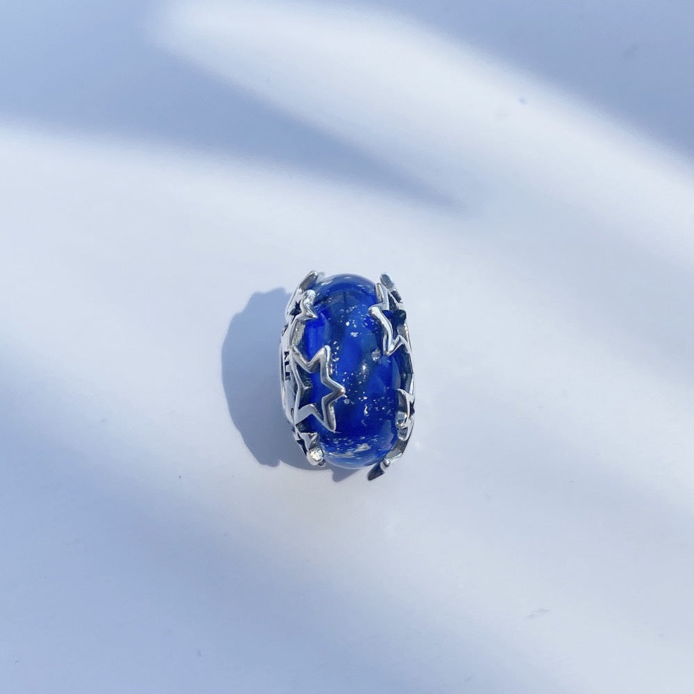 【Moments】Pan Galaxy Blue & Star Murano Charm 925 Silver 790015C00 blue class charm