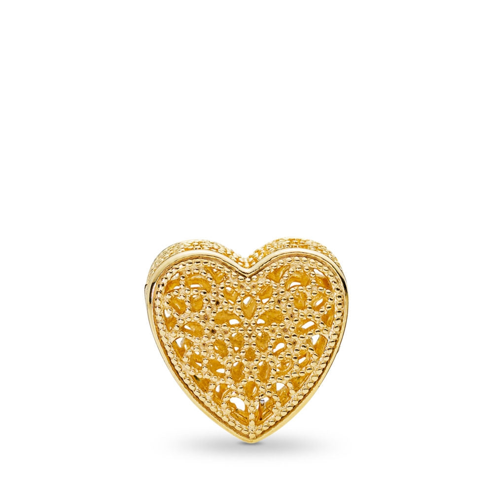 【Moments】PAN FILLED WITH ROMANCE OPENWORK HEART CHARM 925 Silver rose gold for women
