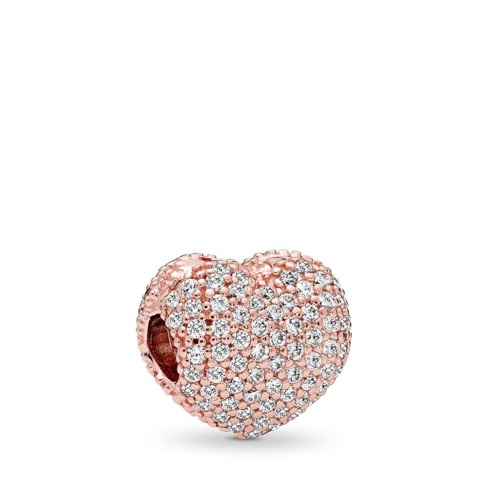【Moments】Pan Pavé Open My Heart Clip 925 Silver  for women Rose gold SHINE PAVÉ OPEN MY HEART CLIP