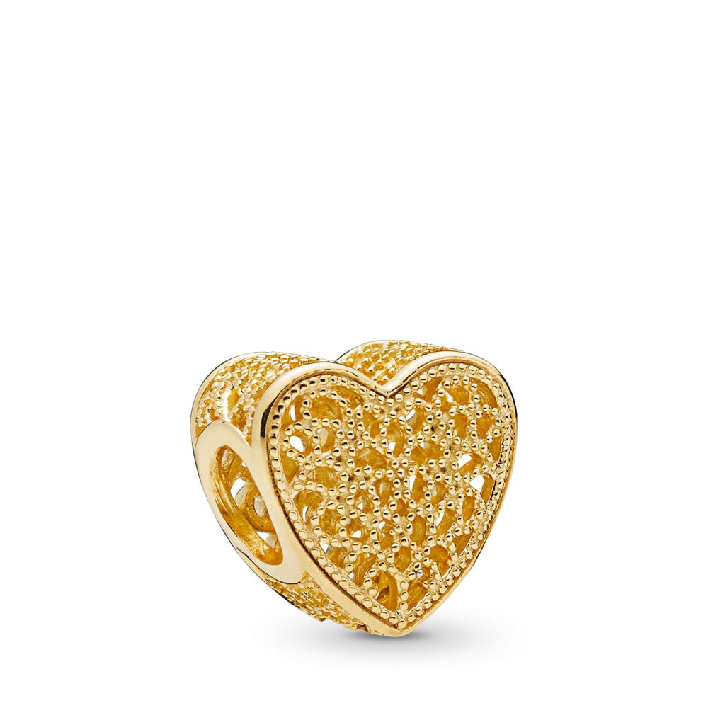 【Moments】PAN FILLED WITH ROMANCE OPENWORK HEART CHARM 925 Silver rose gold for women