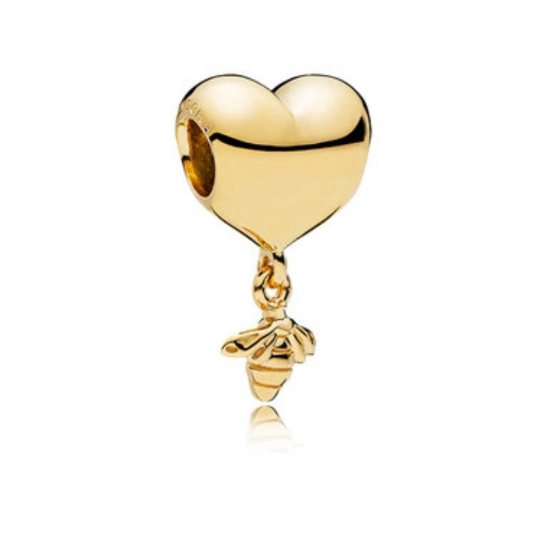 【Moments】PAN Shine Heart and Bee Charm Pendant for bracelet gold 767022