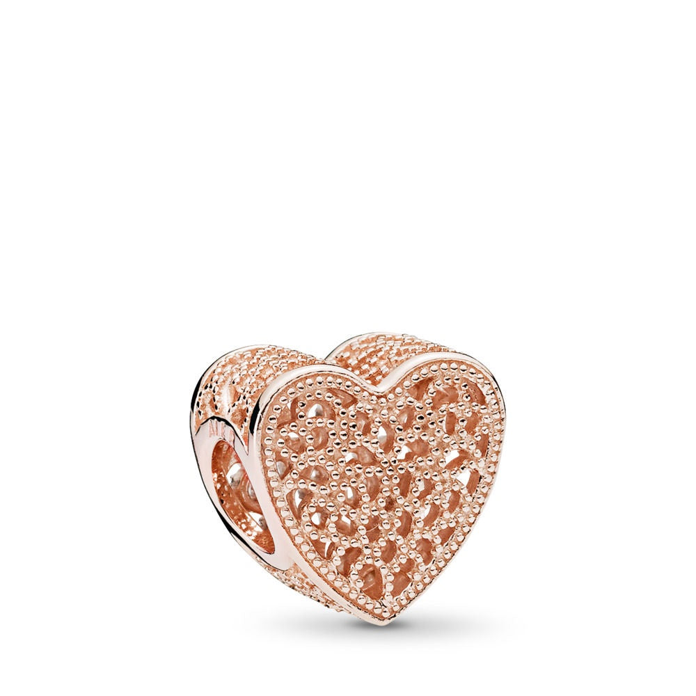 【Moments】PAN FILLED WITH ROMANCE OPENWORK HEART CHARM 925 Silver rose gold for women