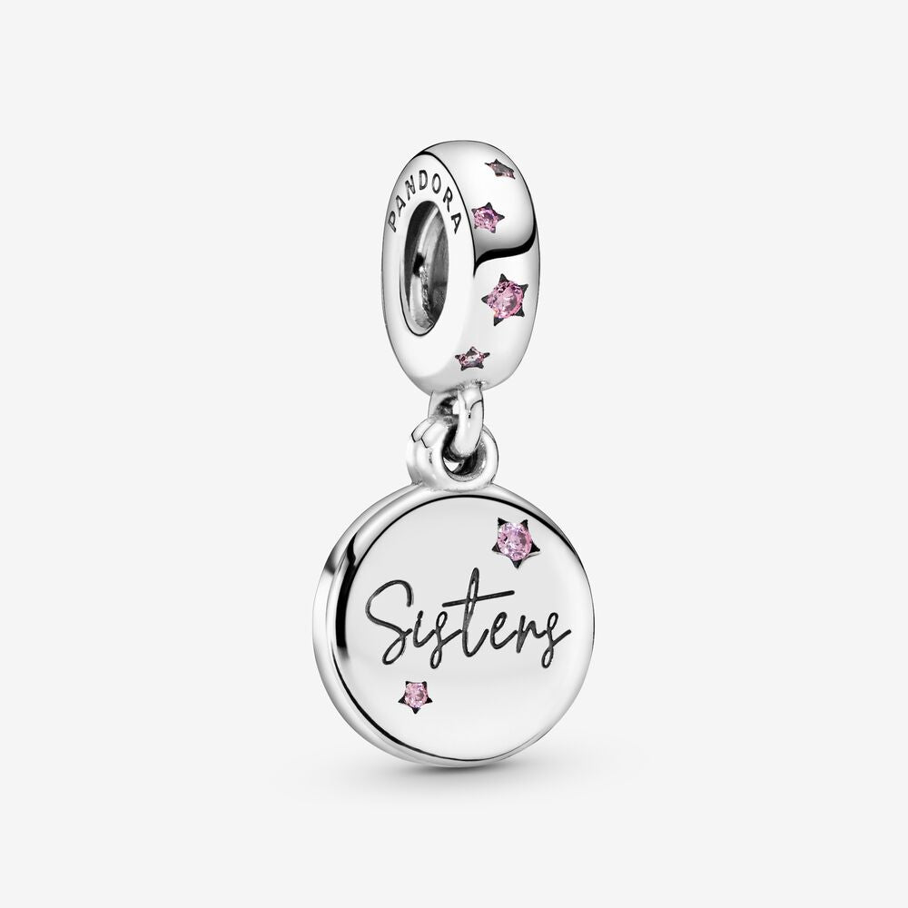 【MOMENTS】PAN Forever Sisters Dangle Charm pink star pendant 925 Silver 798012FPC