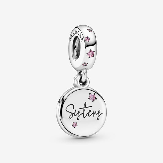 【MOMENTS】PAN Forever Sisters Dangle Charm pink star pendant 925 Silver 798012FPC