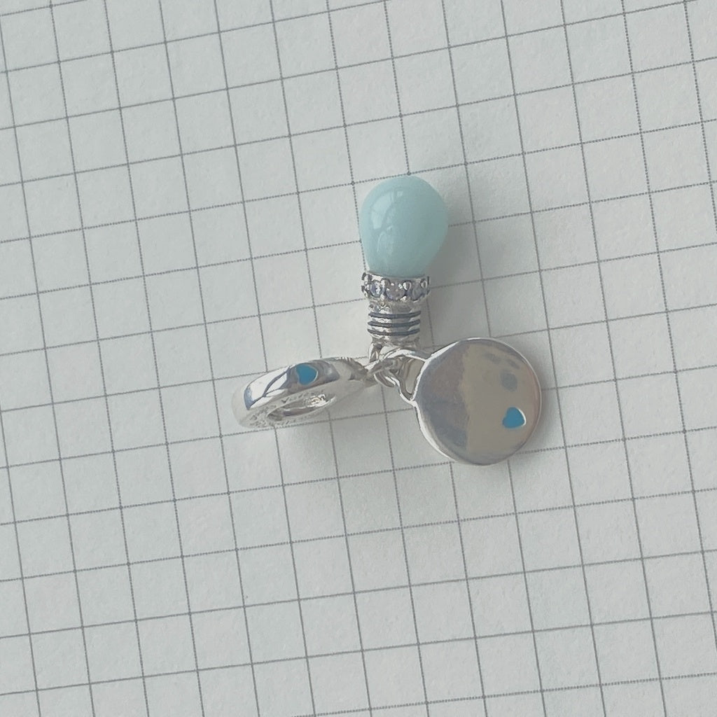 【Moments】Pan Glow-in-the-dark Lightbulb Double Dangle Charm 791123C01 noctilucence luminous Blue