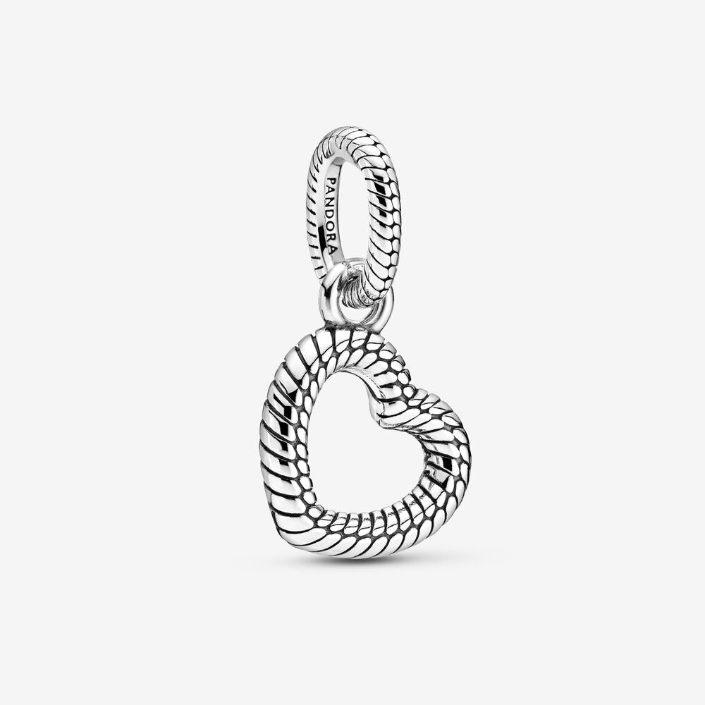 【Moments】PAN Snake Chain Pattern Open Heart Pendant Charm 399094C00 925 silver 2020 new