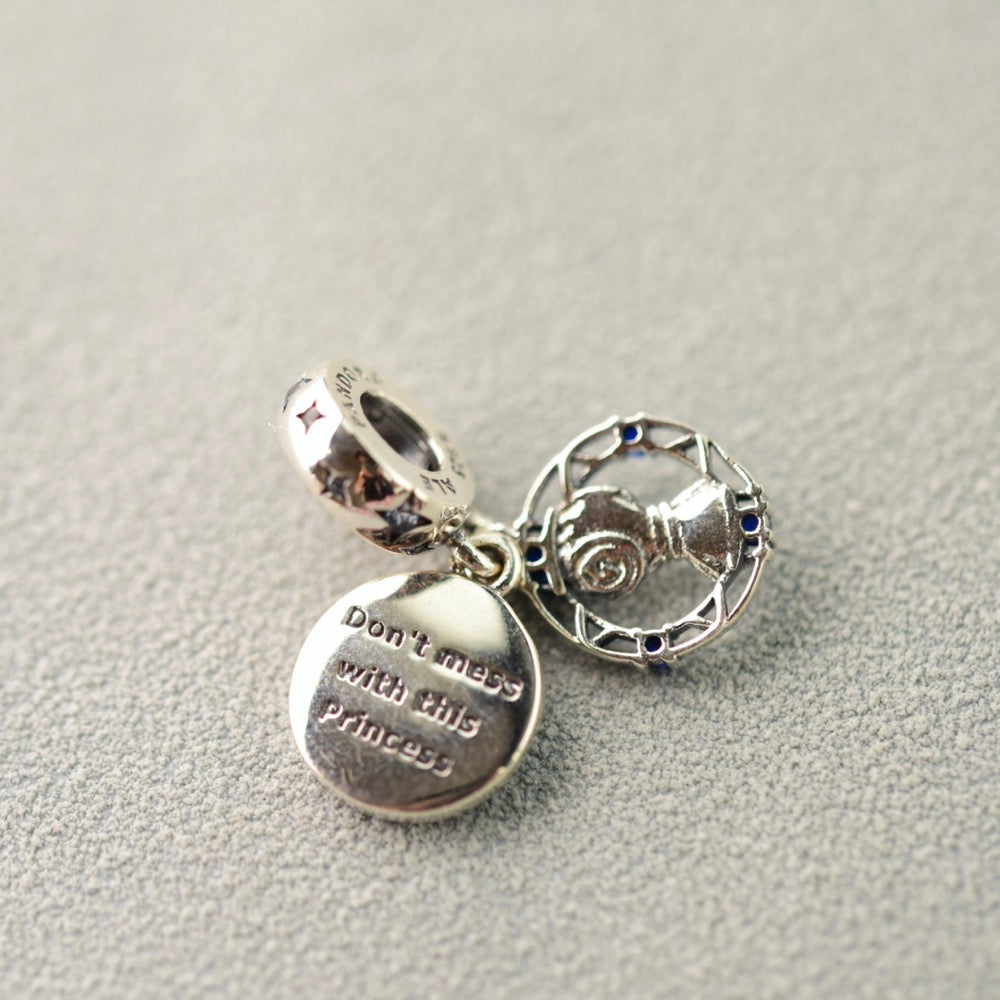 【Moments】St** Wa** x PAN Princess Leia Double Dangle Charm blue pendant 799251C01 925 silver