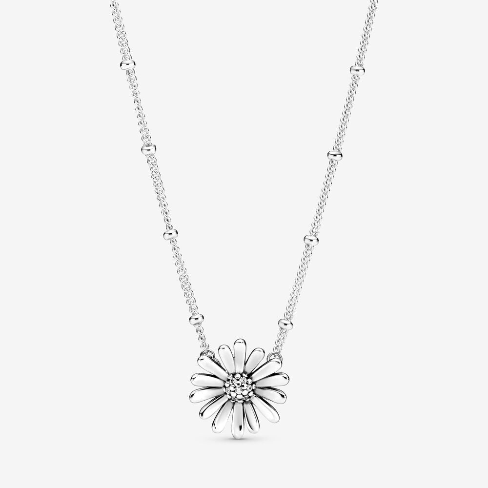 PAN PAVÉ DAISY FLOWER COLLIER NECKLACE 398964C01 925 silver  for women diamond