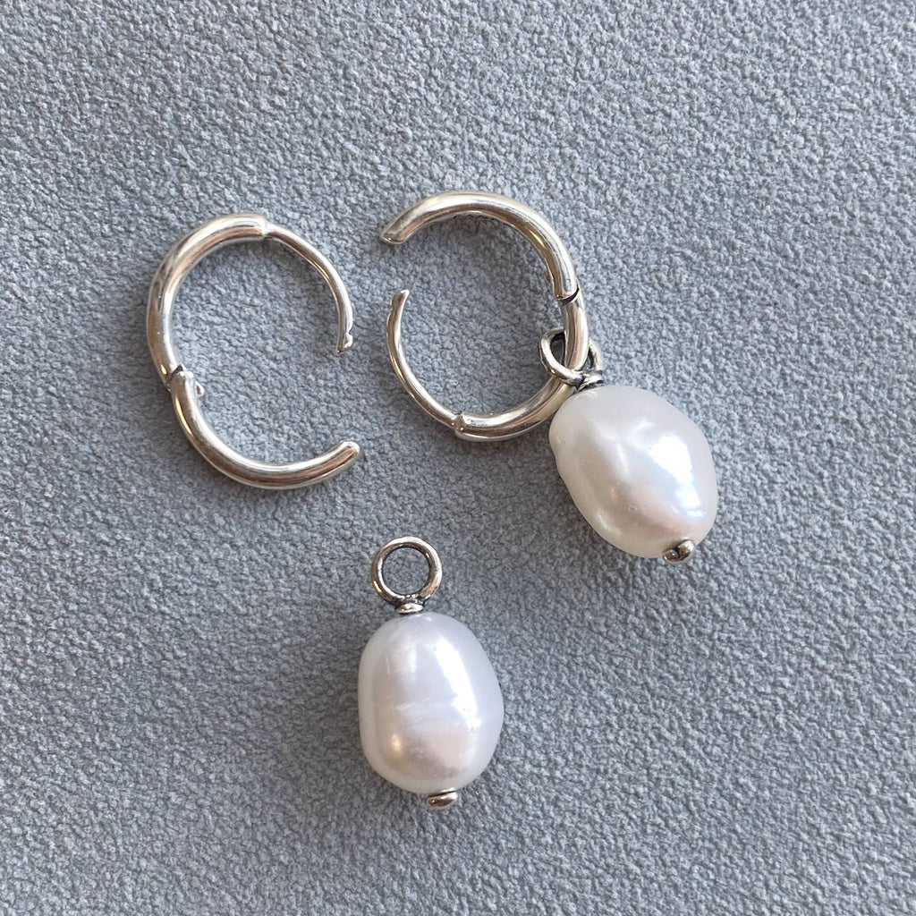 PAN Freshwater Cultured Baroque Pearl Hoop Earrings 925 Sterling Silver Pearl for women gift