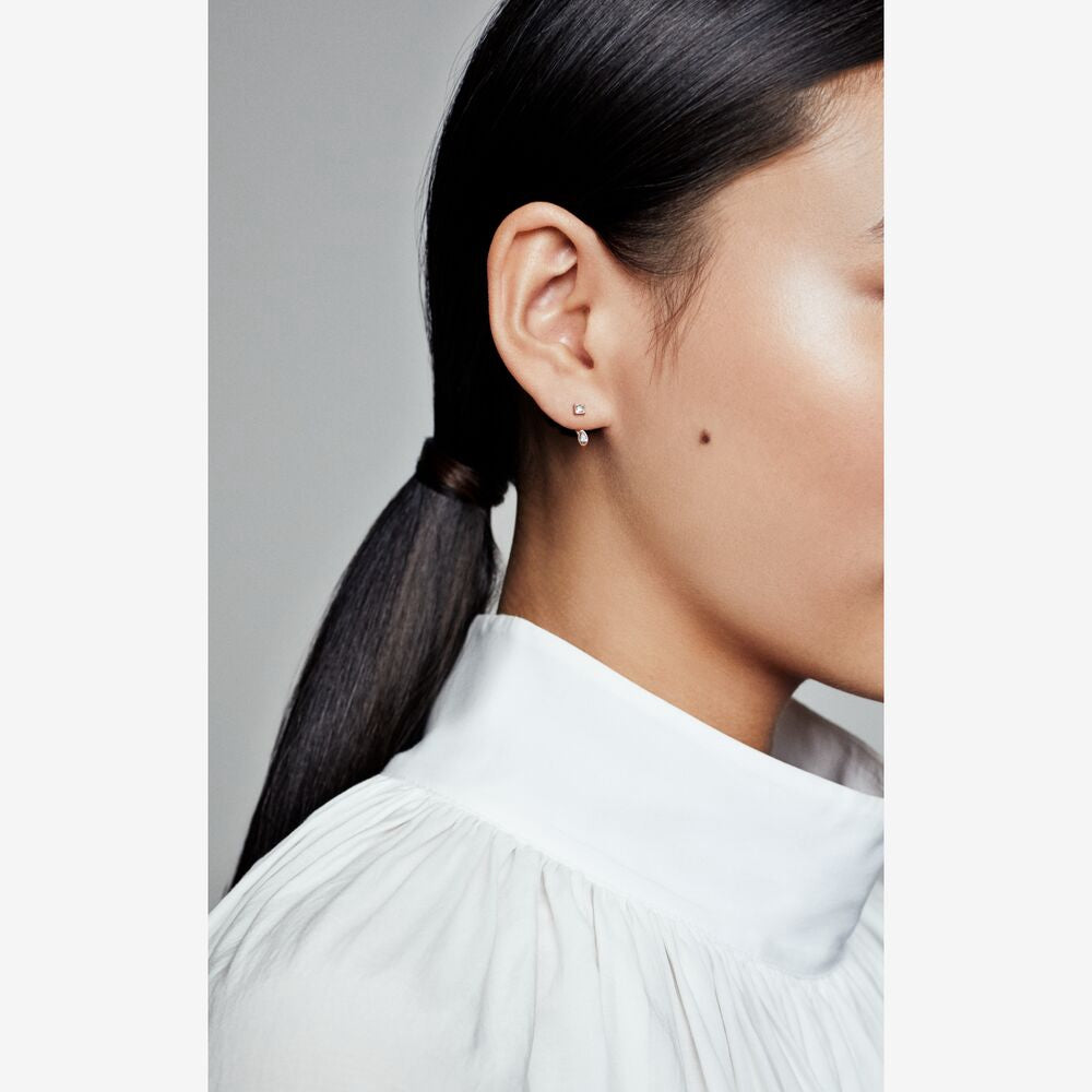 Pan Geometric Shapes Stud Earrings 925 silver  for women diamond with box Rose gold 288509C01