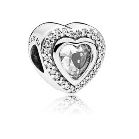 【Moments】Sparkling Love Heart Charm sterling 925 silver women for pan 797608CZ