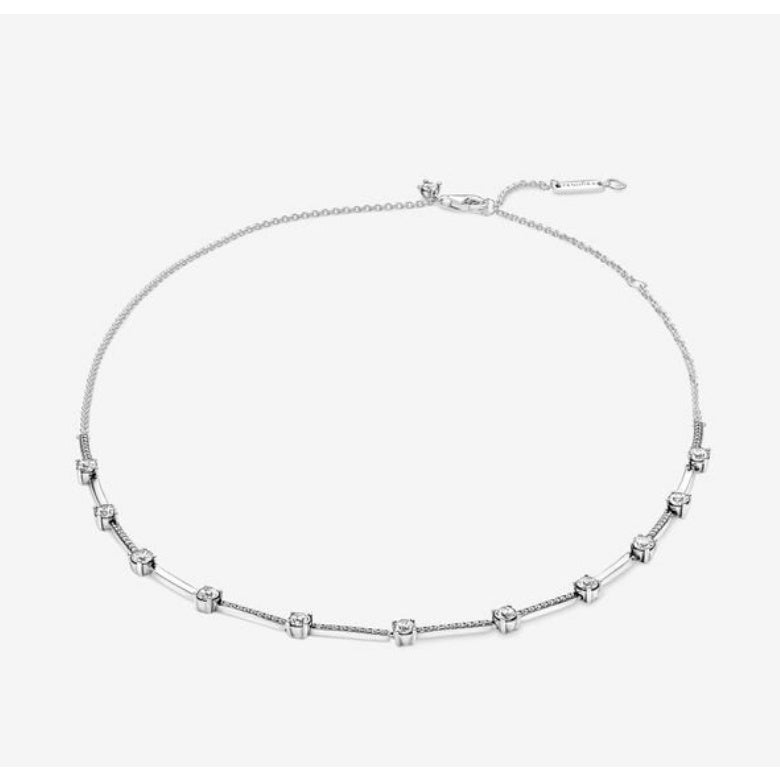 PAN Sparkling Pavé Collier Bars Necklace 390059C01 925 silver Diamond for women girls