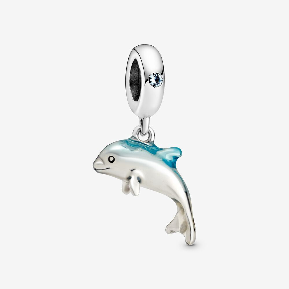 【Moments】Shimmering Dolphin Dangle Charm 798947C01 pendant charm blue 925 silver bracelet charm 2020