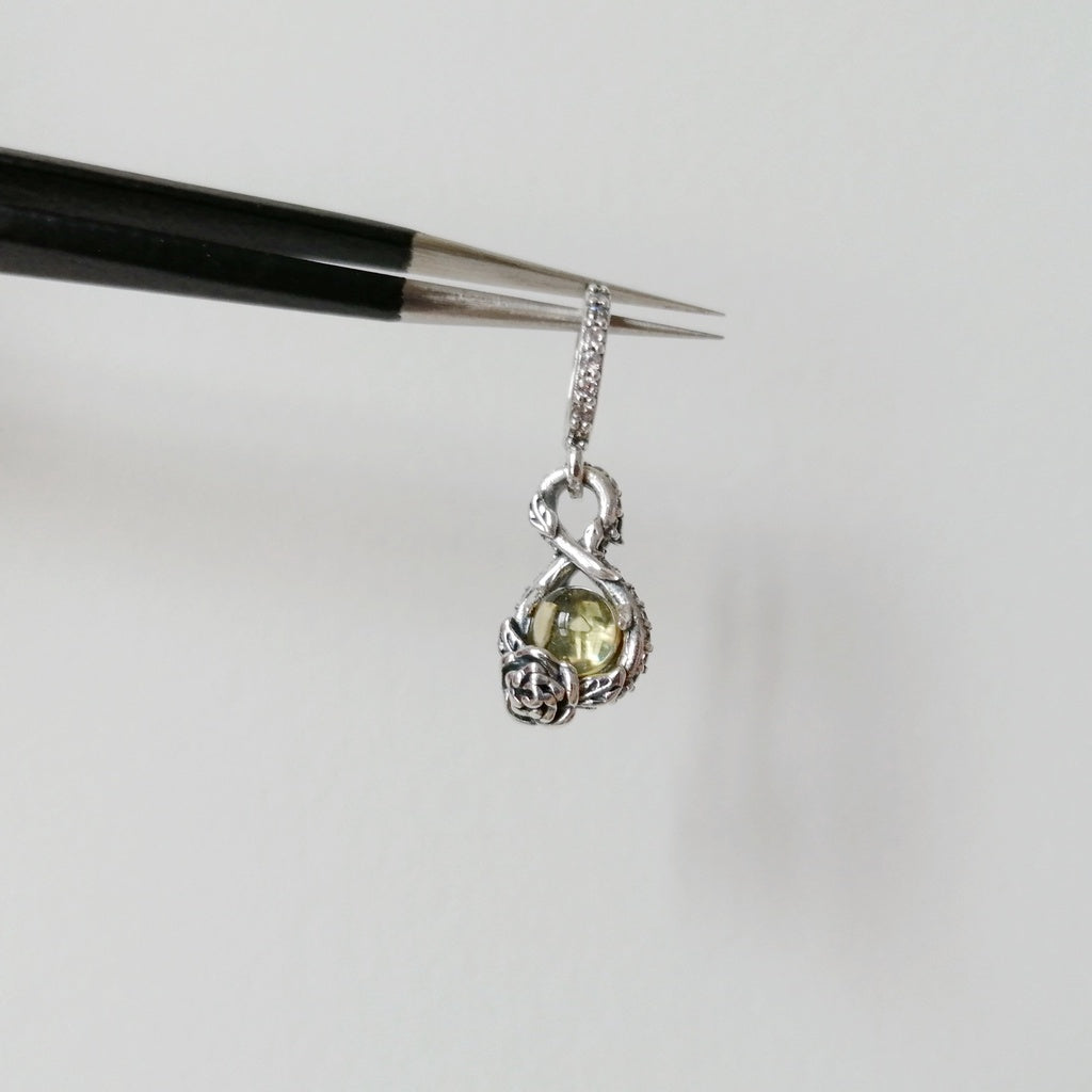 【Moments】Disn** Belle Infinity & Rose Flower Pendant 399525C01 Yellow crystal 925 silver pendant