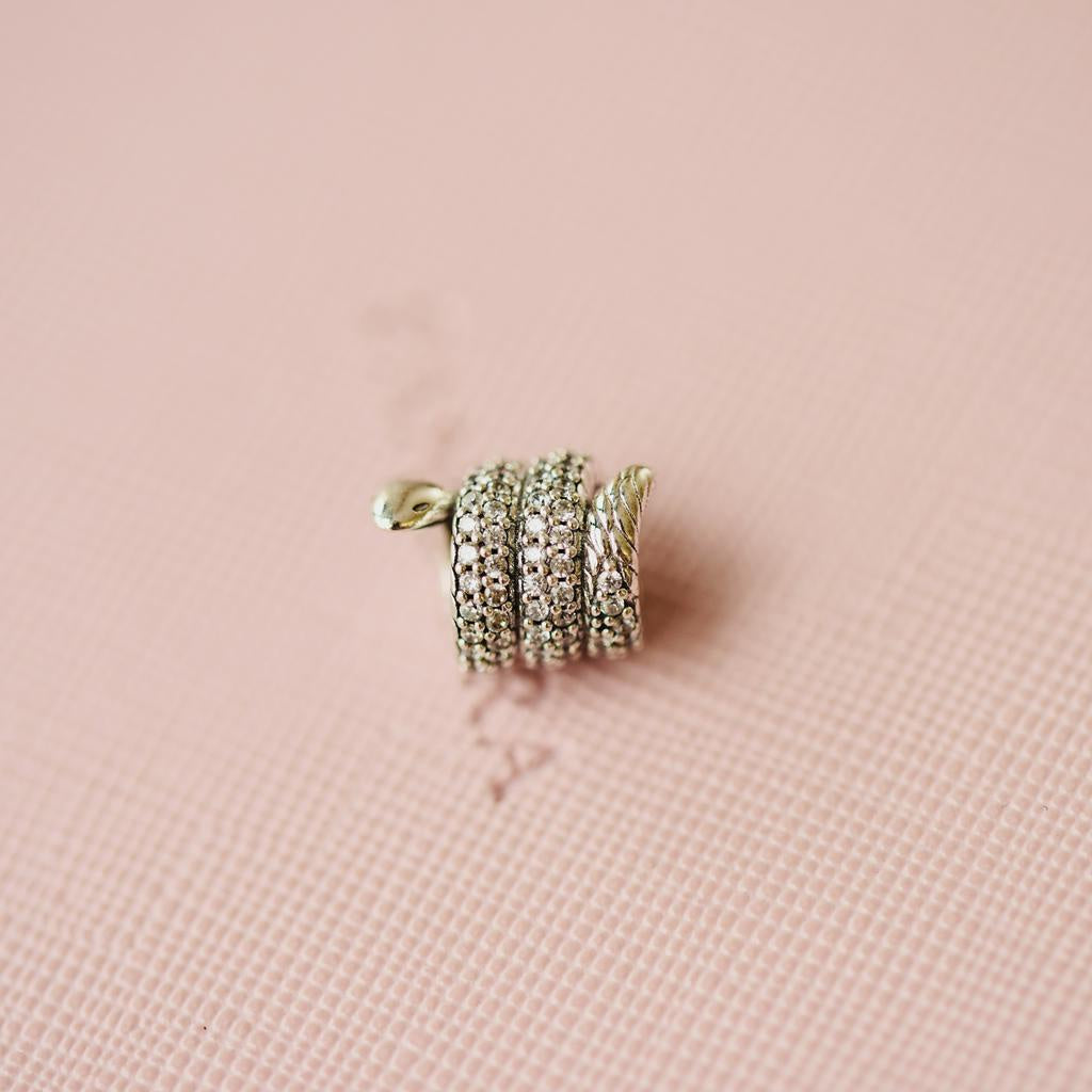 【Moments】PAN Sparkling Wrapped Snake Charm 799099C01 Sterling Silver