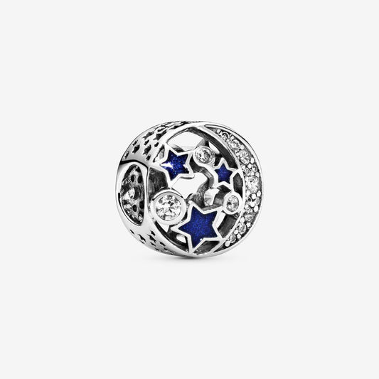 【Moments】PAN Vintage Night Sky Openwork Charm 925silver blue moon 791992CZ