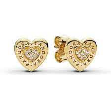 PAN Signature Heart Stud Earrings 925 silver diamond earring Stud Rose gold Clear 297382CZ 267382CZ 287382CZ