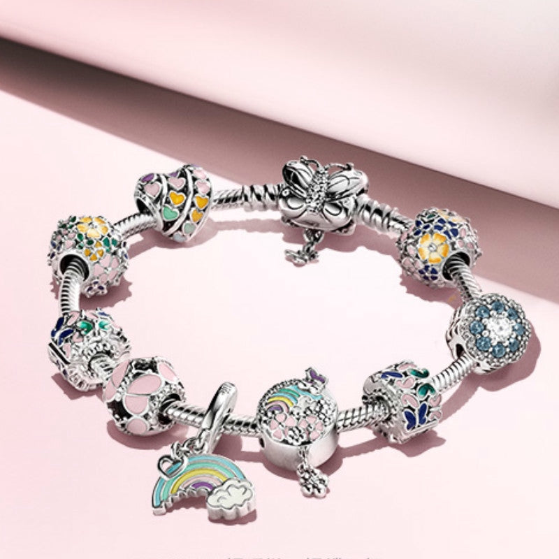 【Moments】Blue Sparkle Flower Charm 925 silver 797851NMB