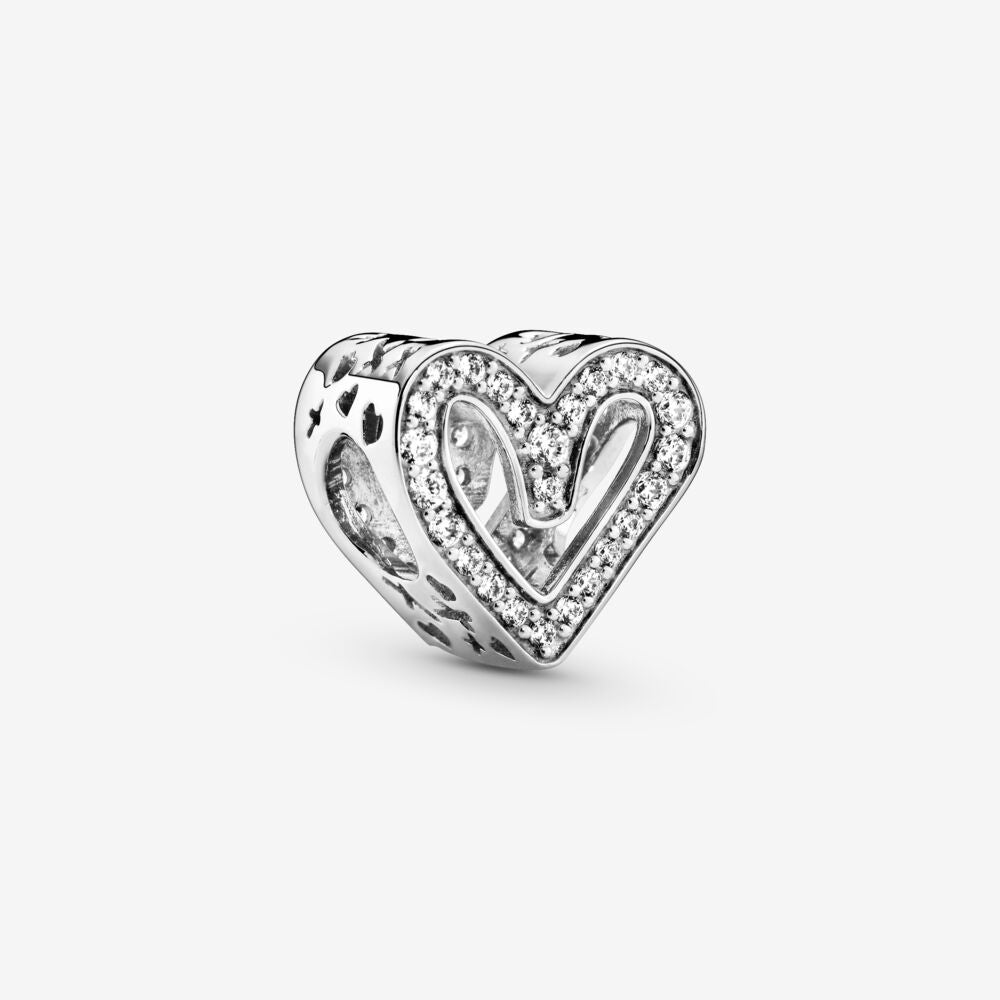 【Moments】PAN Sparkling Freehand Heart Charm 925 Silver ROSE Gold for women 798692C01 798692C02 788692C01  788692C02