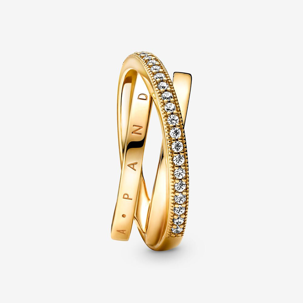 PAN Crossover Pavé Triple Band Ring gold for women men 169057C01