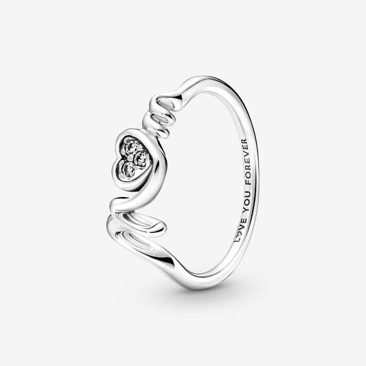 PAN Mom Pavé Heart Ring 191149C01 Simple 925 silver Mum LOVE YOU FOREVER