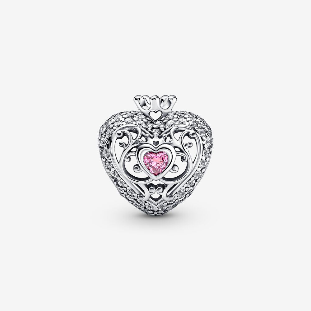 【Moments】PAN Regal Crown & Heart Charm 925 silver 790763C01 Hollow pink stone Crown Heart