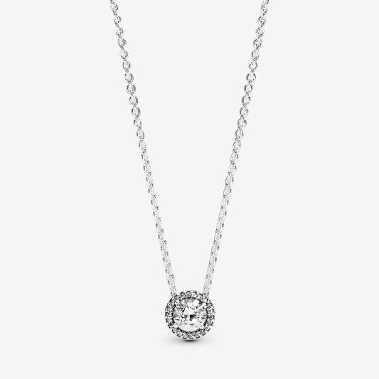Round Sparkle Halo Necklace Classic Elegance Necklace 925 silver diamond Product 396240CZ