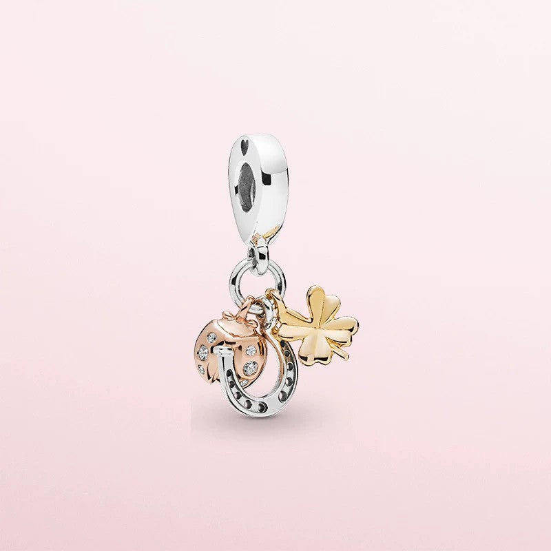 【Moments】Horseshoe Clover & Ladybird charm 925 silver pendant for pan 797852CZ