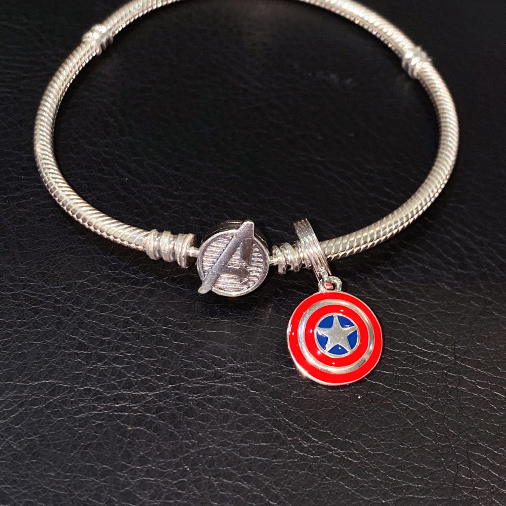 【Moments】PAN Mar The Avenger Marvel Captain Ameri Shield Dangle Charm 925 silver 790780C01