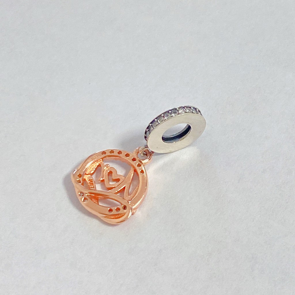 【Moments】PAN Two-tone Mom Dangle Charm 925 SILVER bendant Family  Rose gold 789374C01 Mother's Day