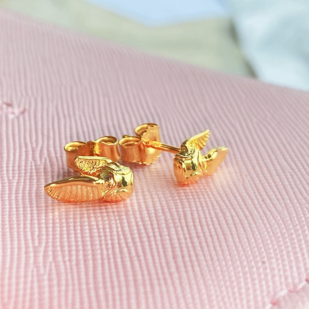 PAN Hary Potter Golden Snitch Stud Earrings gold wing smallest ball 260025C00