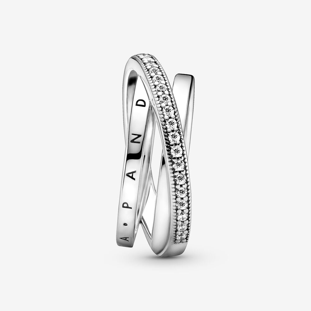 PAN Crossover Pavé Triple Band Ring  Diamond 925 Silver for women  men 199057C01