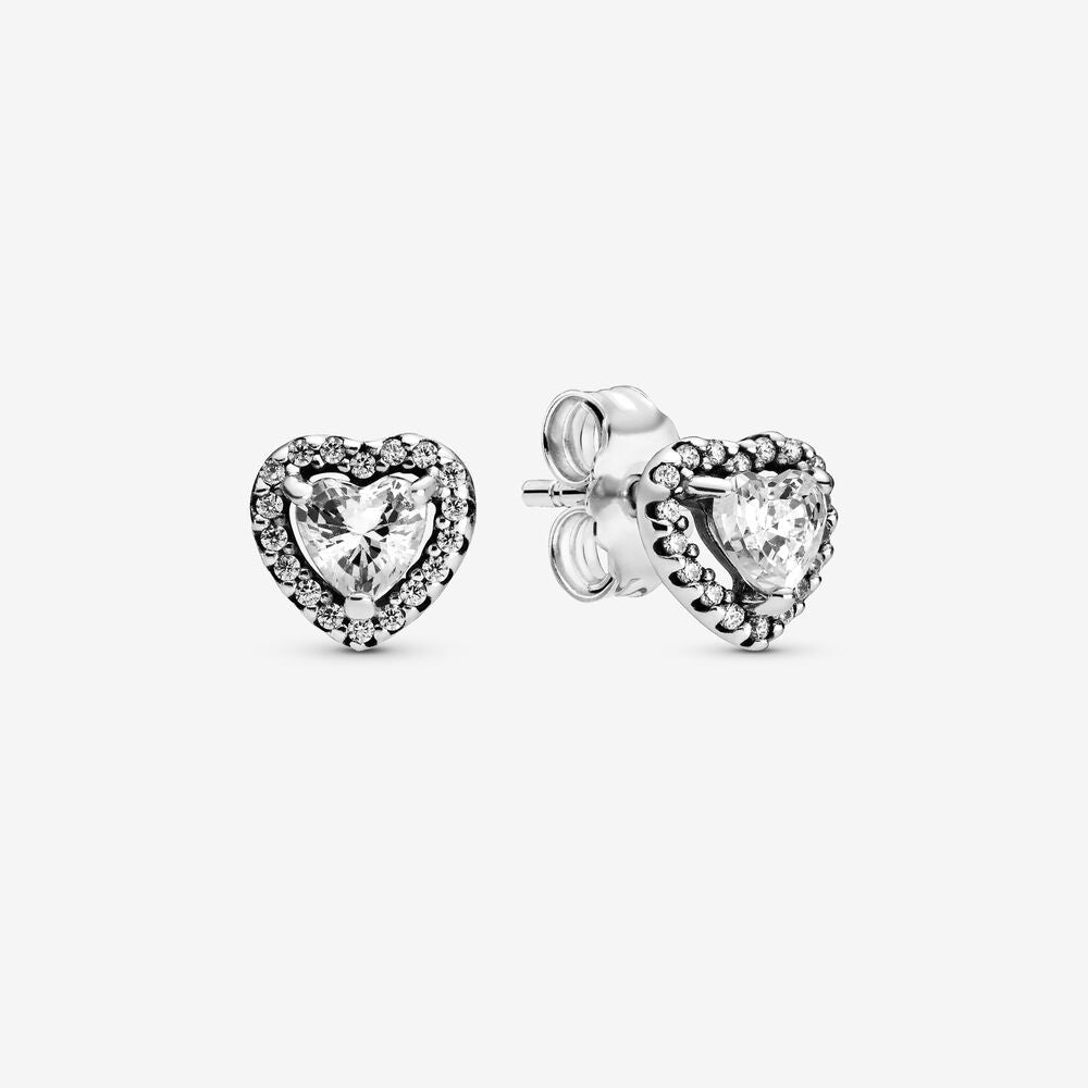 Pan Rose gold Elevated Heart Stud Earrings 925 silver for women diamond with box 288427C01 259137C01